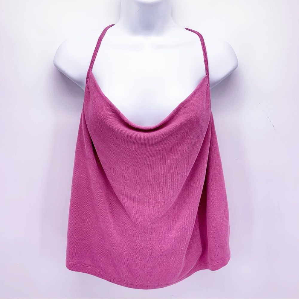 Anthropologie Pink Cowl Neck Tank Top Size Small